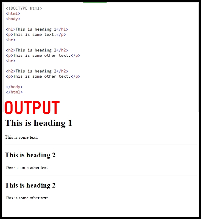 HTML headings and paragraphs example